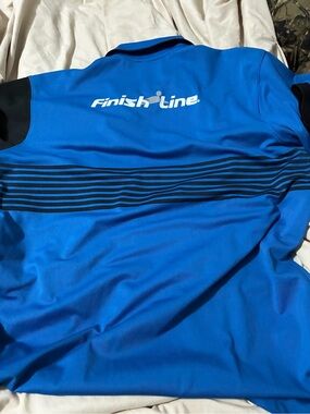 Finish Line Men’s Bright Blue Polo with Black Stripe Accents